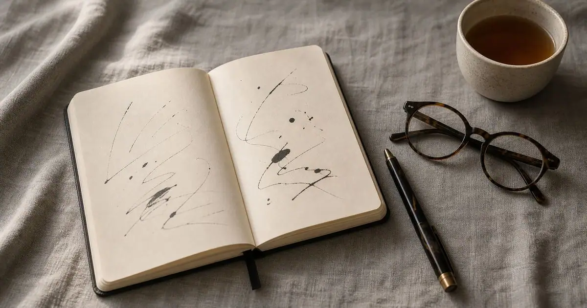 Moleskine, chá e óculos vintage — material de estudo
