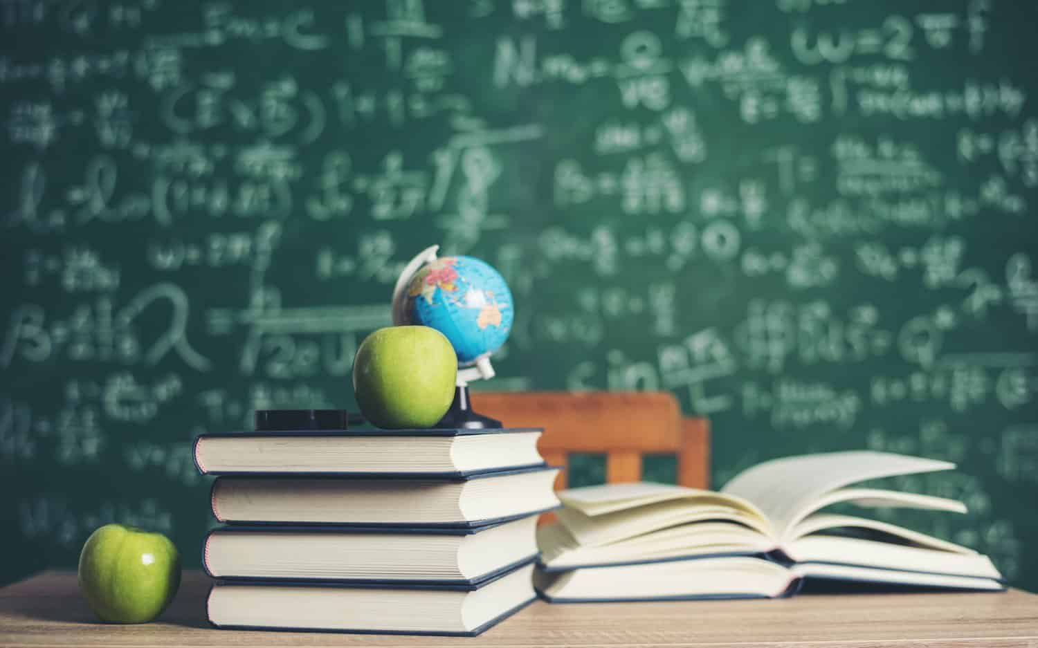 book with green board background