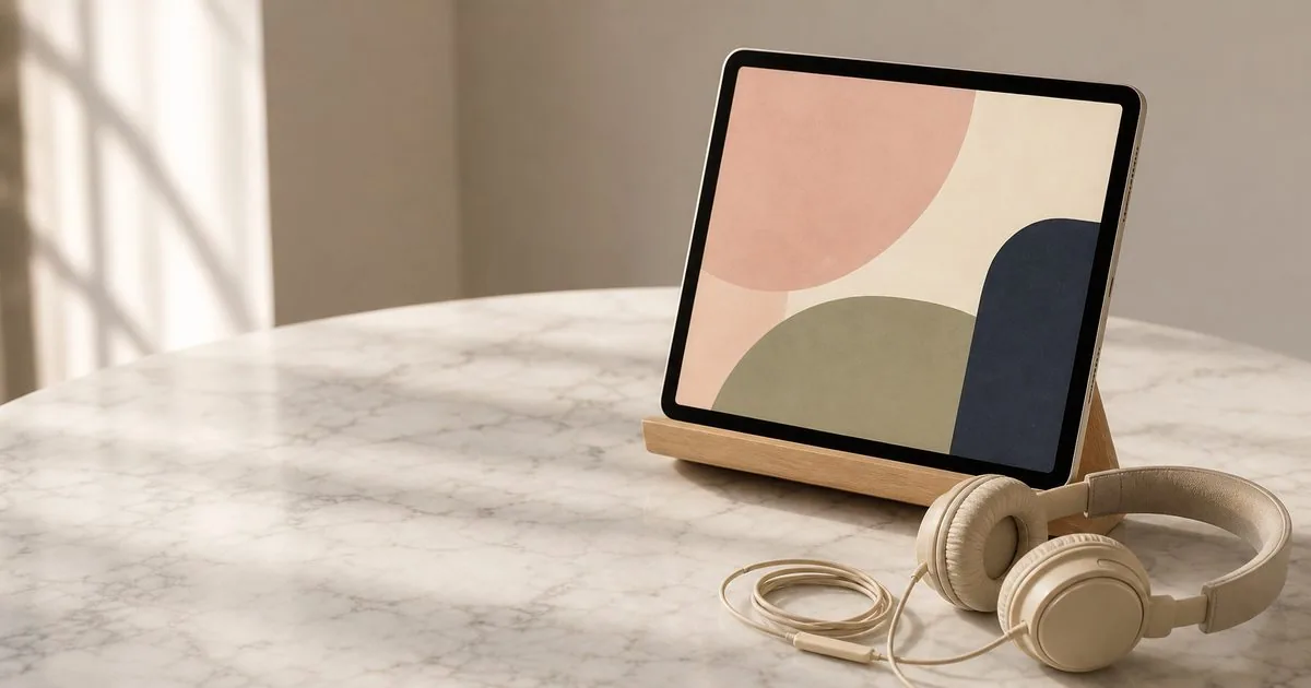 iPad mostrando playlist com letras de música em inglês para inspiração de bio do Instagram