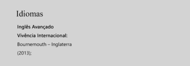 colocar ingles no curriculo