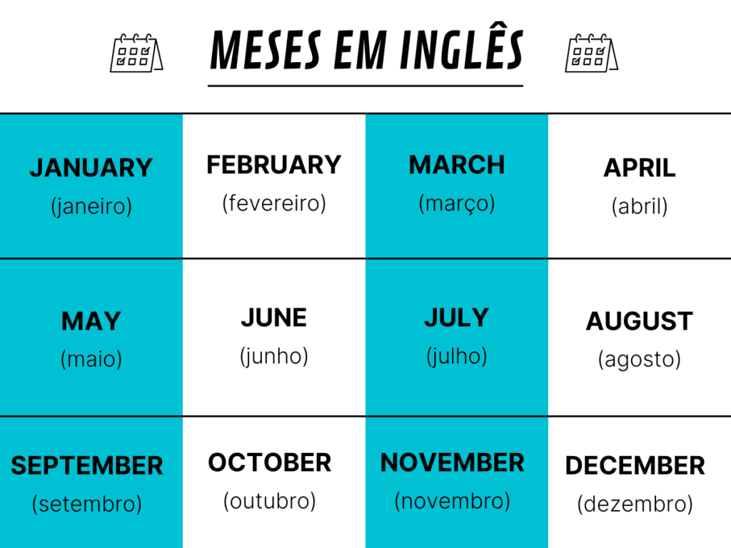 nome dos meses em ingles
