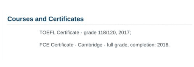 ingles no curriculum