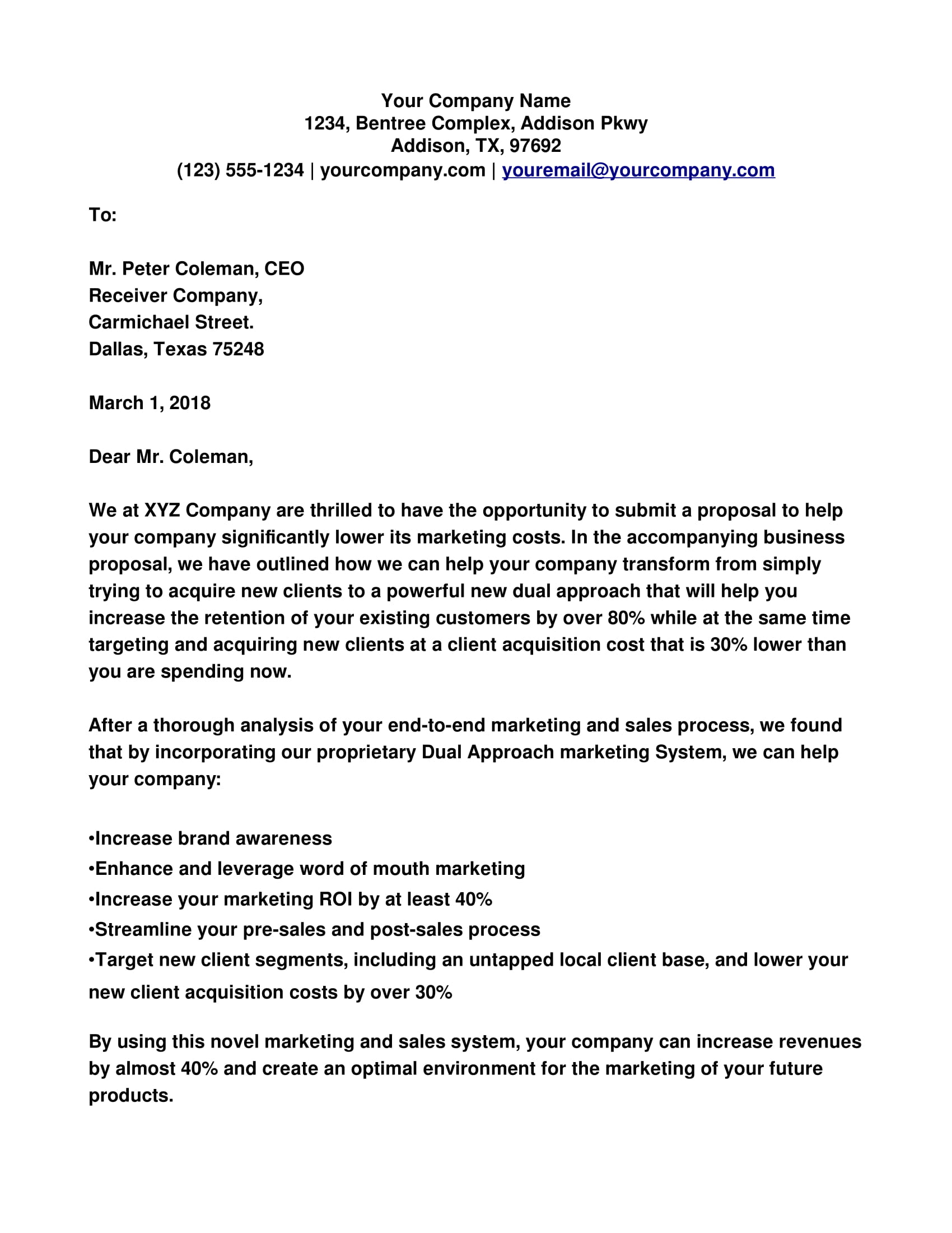 Business Proposal Cover Letter