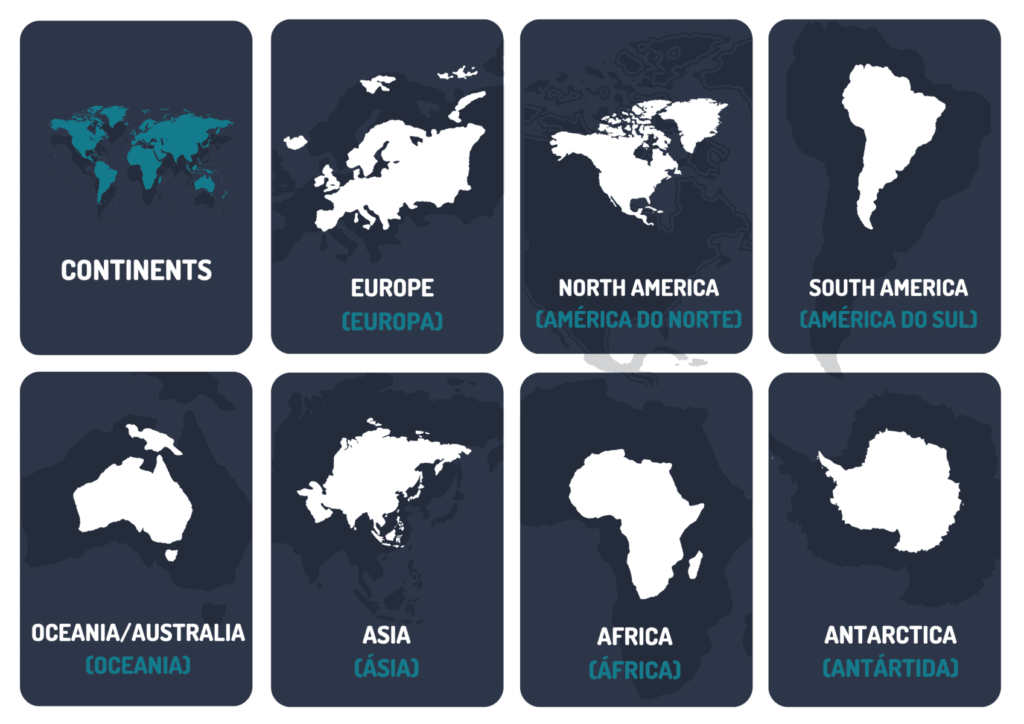 continentes em ingles