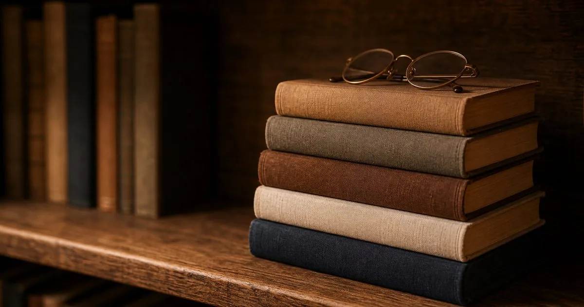 Livros empilhados com óculos por cima — sufixos verbais e adjetivos em inglês
