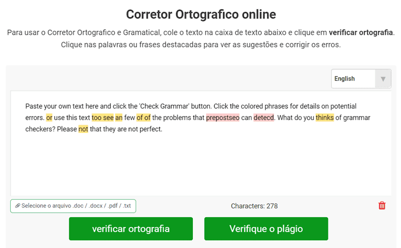 Corretor de Texto Online