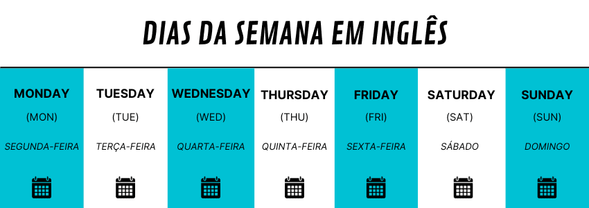 dias da semana em ingles