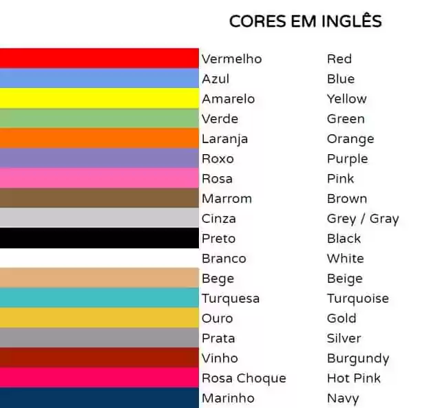 nomes cores em ingles